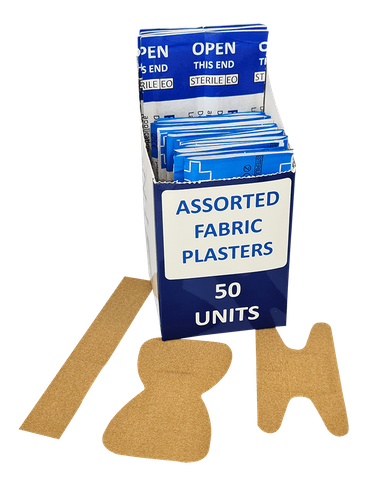 First Aid Plasters Fabric Assorted 50's 20 Knuckle 20 Finger Tip  10 Finger extension
