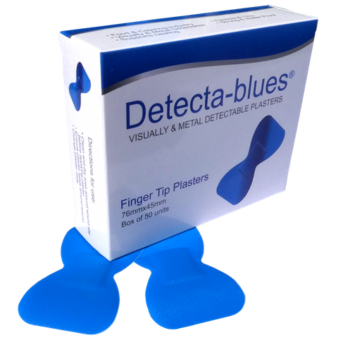 Detecta-Blue, Blue Metal Detectable Plasters Finger-tip Box 50