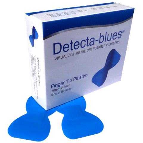 Detecta-Blue, Blue Metal Detectable Plasters Finger-tip shape Box 50