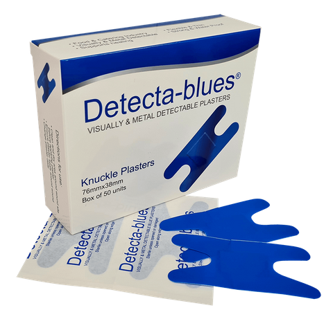 Detecta-Blue, Blue Metal Detectable Plasters Knuckle shape Box 50