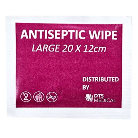 Individually Sealed Antiseptic Large Wound Wipes 12x20cm - Singles First Aid