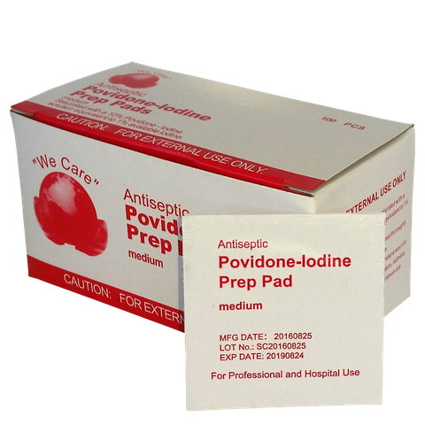 Povidone-Iodine Prep Pads Box Of 100