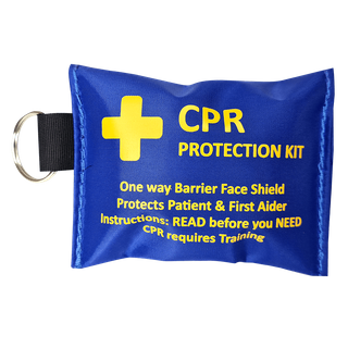 CPR Key Ring Pouch Blue – with CPR Shield & Examination Gloves