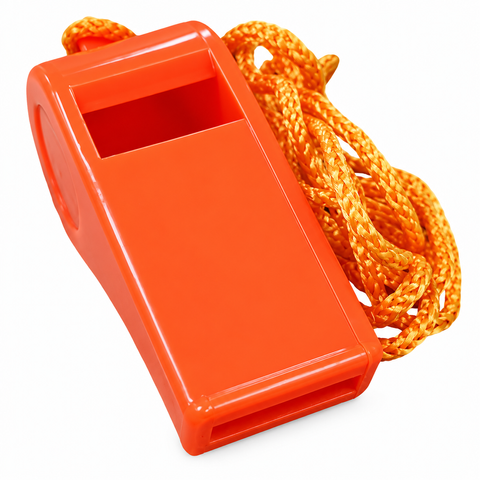 Hi-Vis Sport / Emergency Alert Whistle - with neck cord