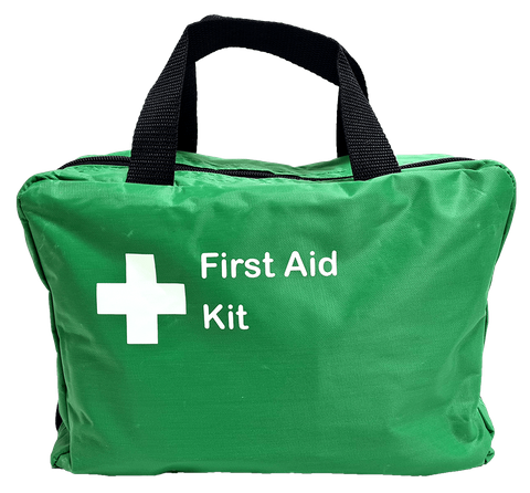 First Aid Bag Large Green  with clear fold out pouch and handles