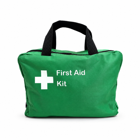 First Aid Bag Soft Pack, Green, Large, 3 Clear Fold Out Sleeves & Handles