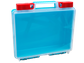 Small Plastic Box, Green Base, clear lid, Red Latch  145x115x45mm