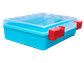 Small Plastic Box, Green Base, clear lid, Red Latch  145x115x45mm