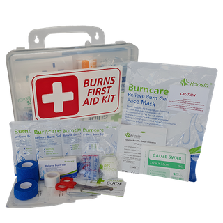 First Aid Kit Essential Burns Kit in clear plastic box