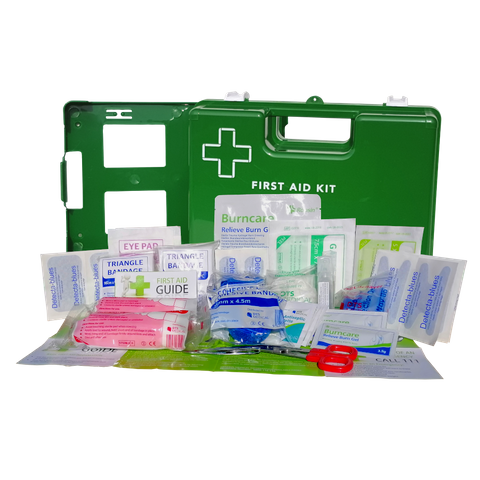 Catering Small Food First Aid Kit Plastic Green Wall mount