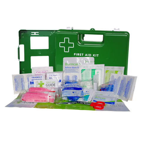 Catering Small Food First Aid Kit Plastic Green Wall Mount Box