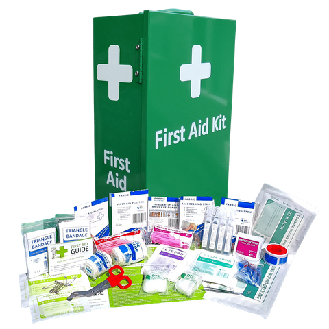 First Aid Kit 1-50 Large Metal Portrait Wall Mount Green