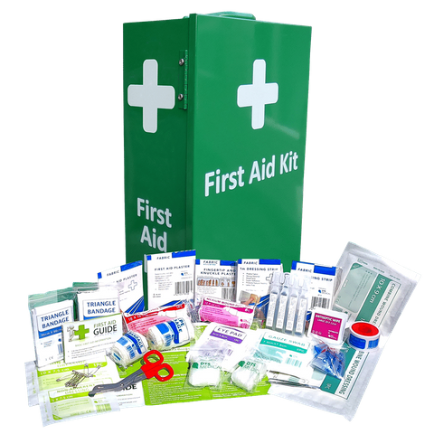 First Aid Kit 1-50 person in Large Metal Portrait Wall Mount Green first aid box