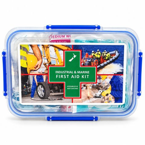 First Aid Kit Industrial And Marine in large Clear Plastic Lunch Box Style