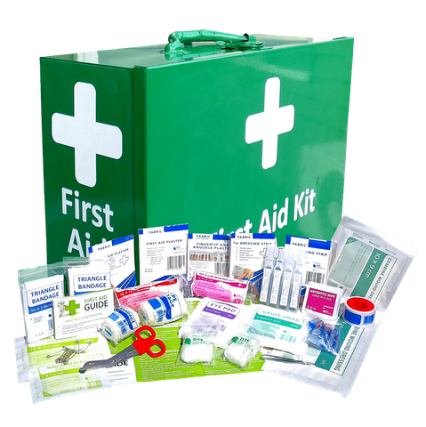 First Aid Kit Work Place 1-50 Landscape in Metal Wall Mountable Green cabinet