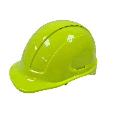 Hard Hat Fluro Yellow Push lock cradle