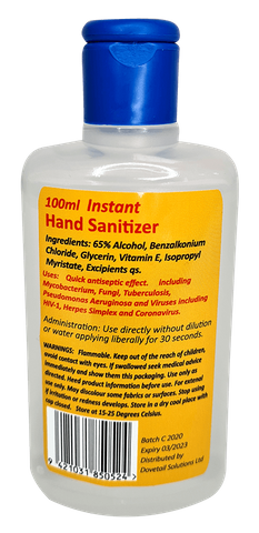 Hand Sanitiser 100ml squeezy bottle