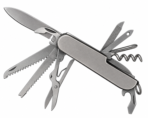 Silver Medium Pocket Knife multitool up to 11 variations