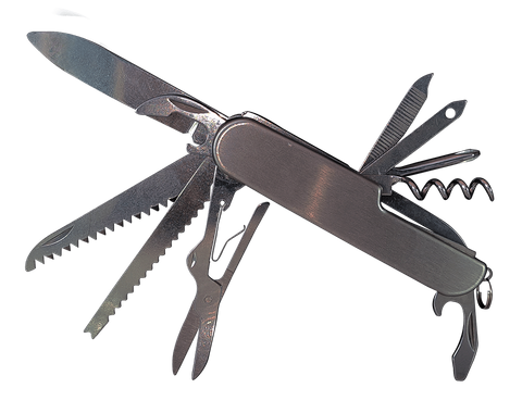 Silver Medium Pocket Knife multitool up to 11 variations