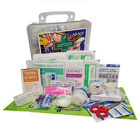 First Aid Kit - Essentials Industrial and Marine in Clear Plastic Box