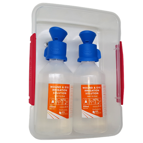 Eye Wash Station 07 Compact box with 2 x 250ml eye wash ready to use bottles No mirror