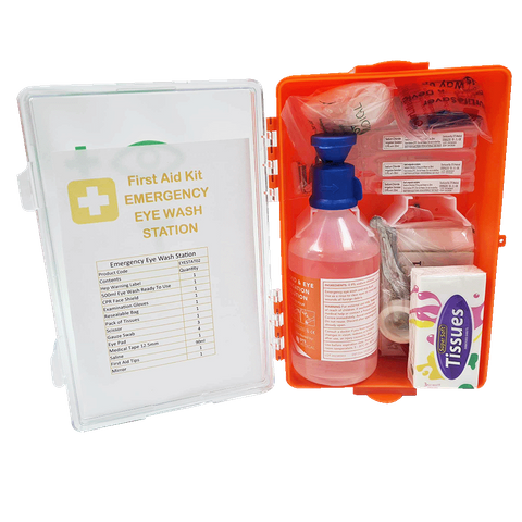 Eye Wash Station 02, 1x500ml eye wash ready bottle with some other first aid items