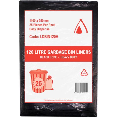 120ltr Black G.Bags 100/Ctn