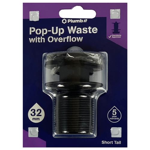 32MM POP-UP WASTE WITH OVERFLOW BLACK