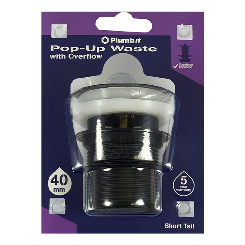 40MM POP-UP WASTE WITH OVERFLOW BLACK