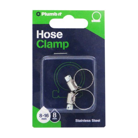 STAINLESS STEEL HOSE CLAMP 8-16MM x 8MM (2PK)