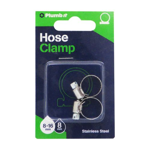 STAINLESS STEEL HOSE CLAMP 8-16MM x 8MM (2PK)