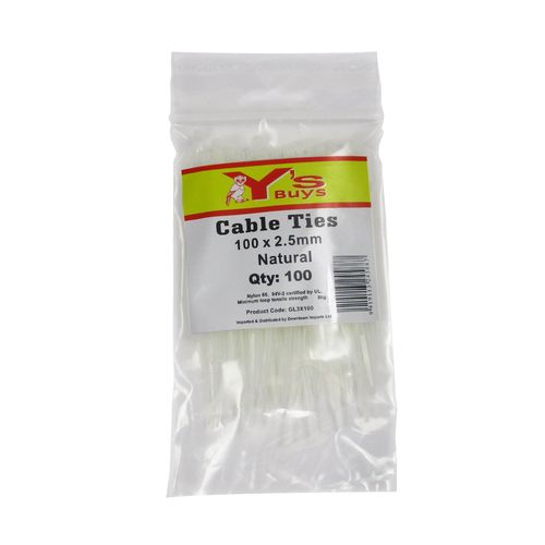 NYLON CABLE TIES 100 x 2.5MM NATURAL