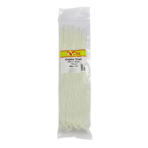 NYLON CABLE TIES 200 x 3.6MM NATURAL