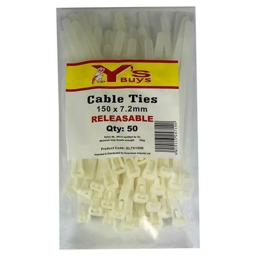 RELEASABLE CABLE TIES 150 X 7.2MM