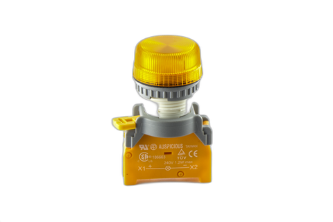 22mm Yellow Pilot Light N/O