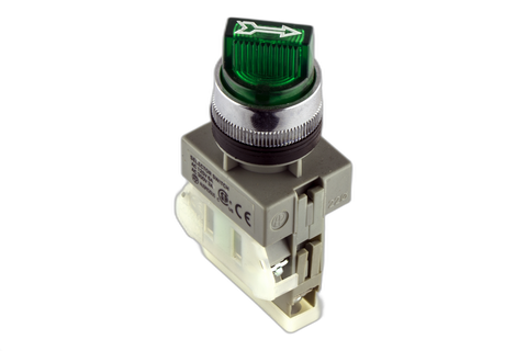 Illuminated Selector Switch Green On-Off 1 N/O