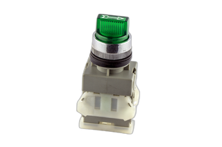 Illuminated Selector Switch Green On-Off-On 2 N/O