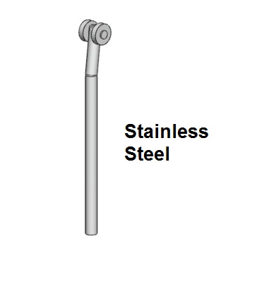 Locking Rod 600mm Long Stainless Steel W/- Roller