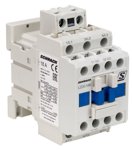 7.5kW Contactor 3 Pole 230VAC 18A 1NO+1NC