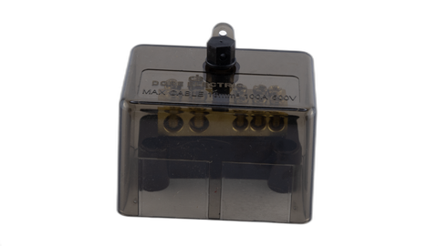 Enclosed Neutral Link 100Amp 5 Hole Black