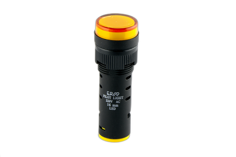 16mm Yellow 240VAC/DC LED Pilot Light