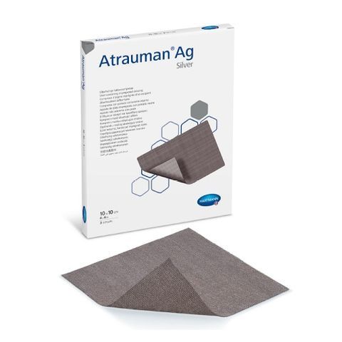 ATRAUMAN AG Non-adherent Silver Barrier Dressing 5 x 5cm Pack of 10 (499571)