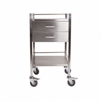 STAINLESS STEEL TROLLEY Single - 2 Drawer 500 x 500 x 900mm **BULKY**