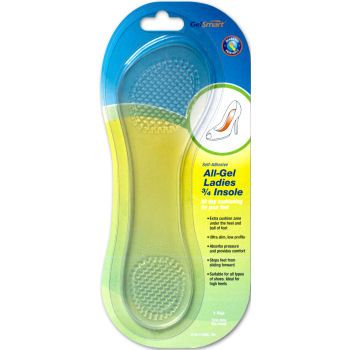 GELSMART ALL-GEL LADIES 3/4 INSOLE SELF ADHESIVE Retail Blister per Pair (8120) THE END SALE HALF PRICE