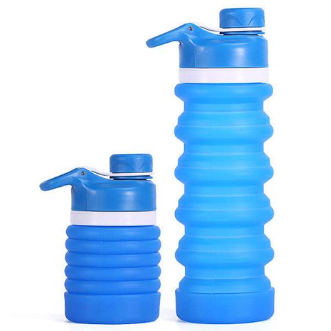 NATRACURE 10061-550 WATER BOTTLE - Collapsible Silicone Blue 550ml Retail Box