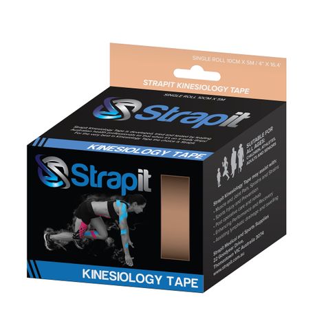 STRAPIT KINESIOLOGY TAPE 10cm x 5m TAN (BLACK BOX)