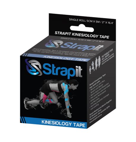 STRAPIT KINESIOLOGY TAPE 5cm x 5m BLACK (BLACK BOX)