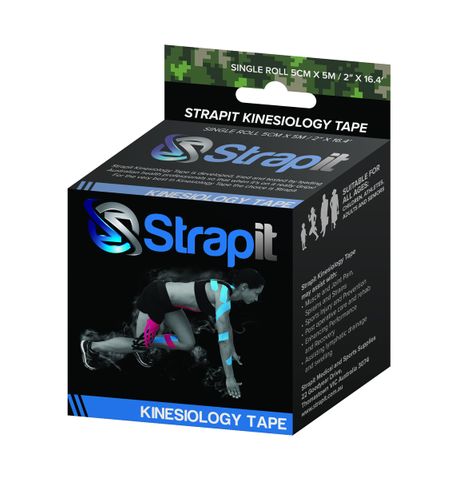 STRAPIT KINESIOLOGY TAPE 5cm x 5m CAMO (BLACK BOX)