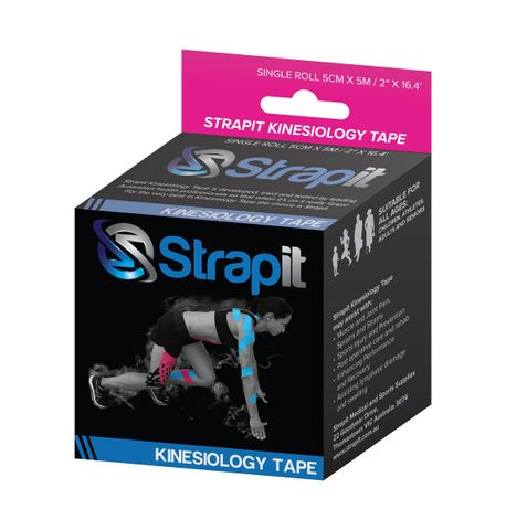 STRAPIT KINESIOLOGY TAPE 5cm x 5m PINK (BLACK BOX)