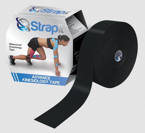 STRAPIT ADVANCE KTAPE 5cm x 31.5m BLACK (LARGE SILVER BOX)